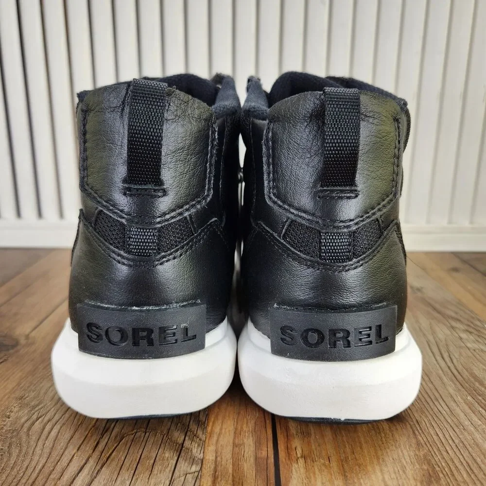 Sorel Explorer Sneaker Mid WP Boots Mens Size 9 Black White Waterproof Insulated